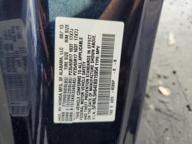5FNRL5H64EB015954 - 2014 HONDA ODYSSEY EXL 蓝色 照片 13