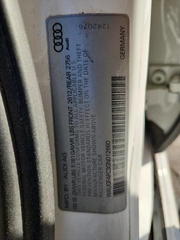 WAUGFAFC3GN012660 - 2016 AUDI A6 PREMIUM PLUS Ақ фото 12