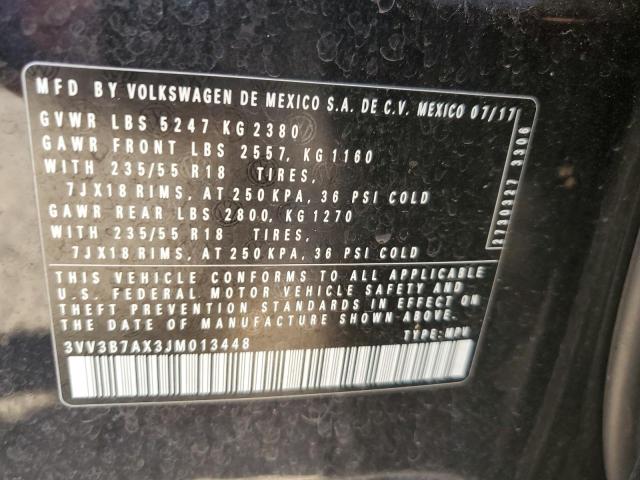 3VV3B7AX3JM013448 - 2018 VOLKSWAGEN TIGUAN SE BLACK photo 13