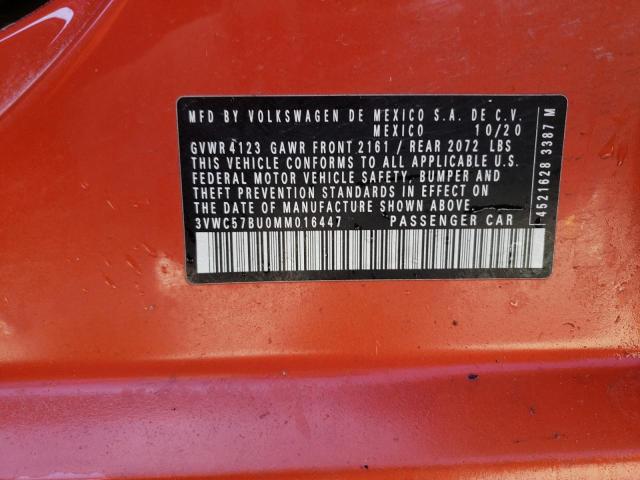 3VWC57BU0MM016447 - 2021 VOLKSWAGEN JETTA S ORANGE photo 13