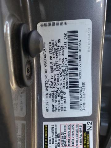 1NXBR32E04Z284524 - 2004 TOYOTA COROLLA CE GRAY photo 12