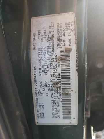 JT3HN86R810355366 - 2001 TOYOTA 4RUNNER SR5 GREEN photo 13