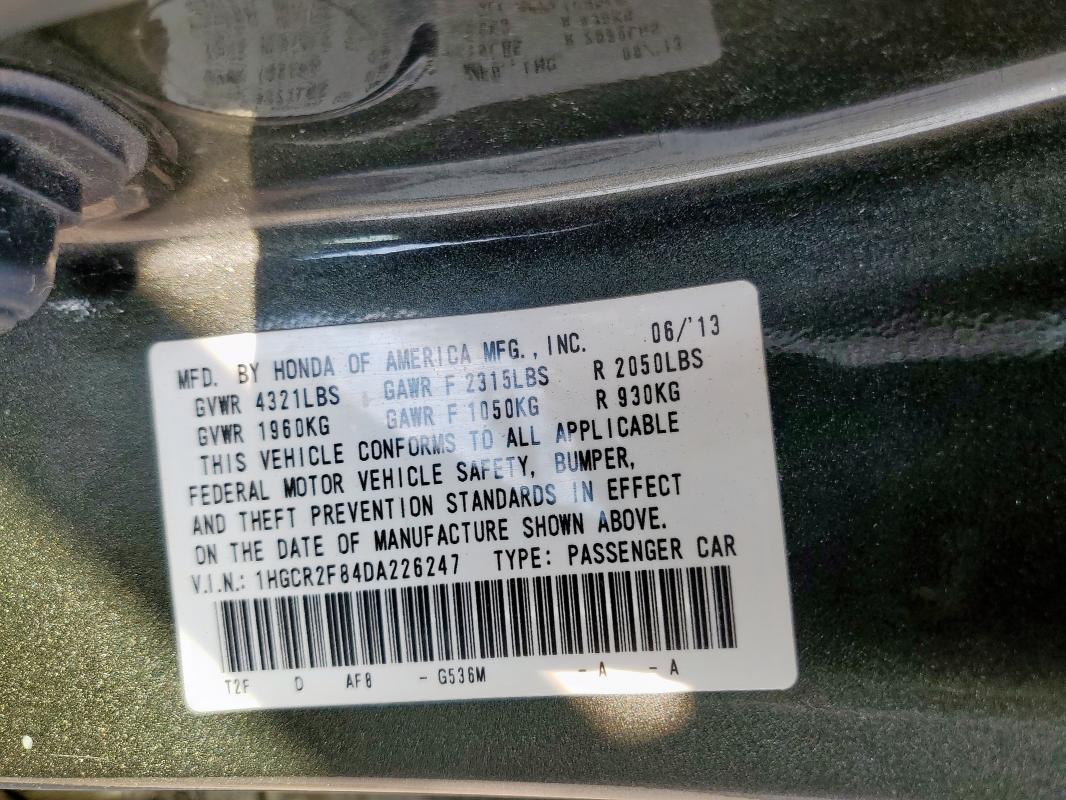 1HGCR2F84DA226247 - 2013 HONDA ACCORD EXL GRAY photo 13