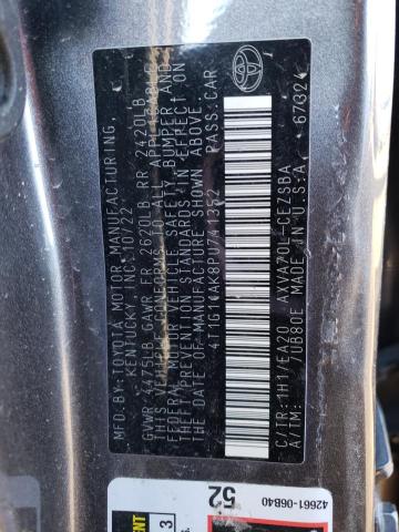 4T1G11AK8PU741352 - 2023 TOYOTA CAMRY SE NIGHT SHADE GRAY photo 12