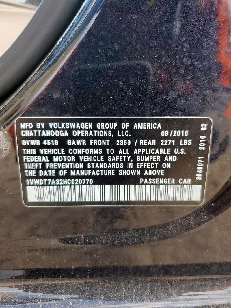 1VWDT7A32HC020770 - 2017 VOLKSWAGEN PASSAT R-LINE Qara foto 12