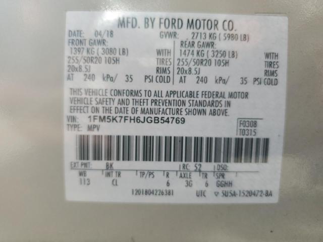 1FM5K7FH6JGB54769 - 2018 FORD EXPLORER LIMITED BEIGE photo 14