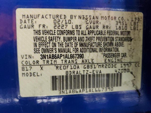 3N1AB6AP1AL667390 - 2010 NISSAN SENTRA 2.0 BLUE photo 12