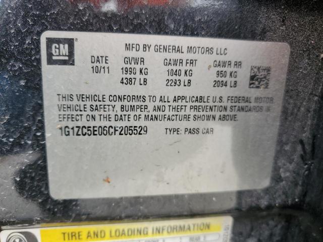 1G1ZC5E06CF205529 - 2012 CHEVROLET MALIBU 1LT BLACK photo 12