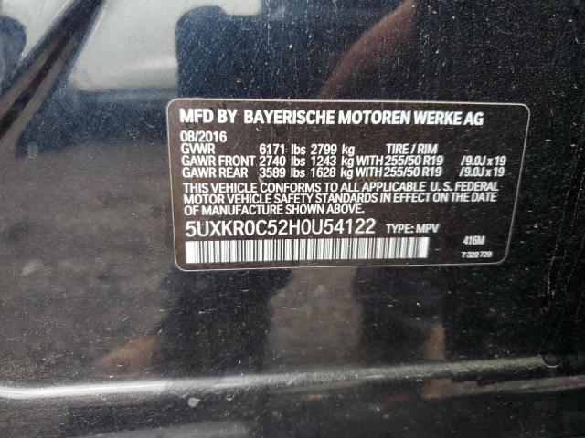 5UXKR0C52H0U54122 - 2017 BMW X5 XDRIVE35I შავი ფოტო 13