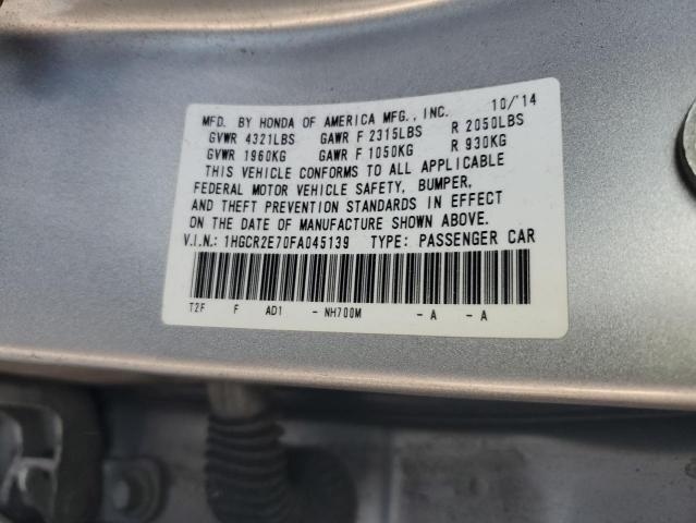 1HGCR2E70FA045139 - 2015 HONDA ACCORD EX SILVER photo 12