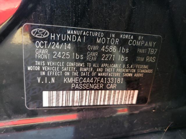 KMHEC4A47FA133181 - 2015 HYUNDAI SONATA HYBRID BLACK photo 12