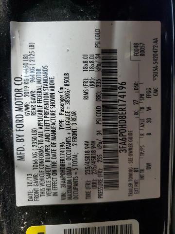 3FA6P0HD8ER174196 - 2014 FORD FUSION SE BLUE photo 12