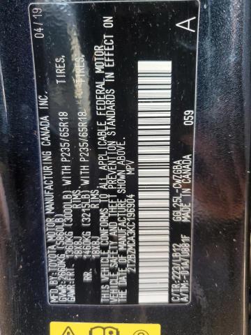 2T2BZMCA3KC196904 - 2019 LEXUS RX 350 BASE Noir photo 14