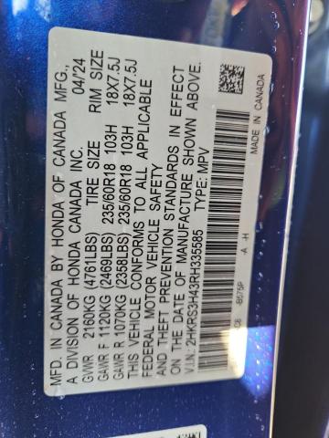 2HKRS3H43RH335585 - 2024 HONDA CR-V EX BLUE photo 13
