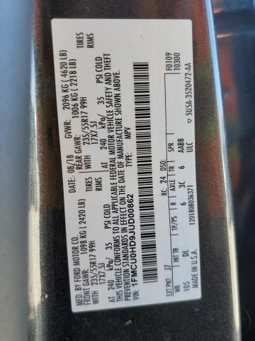 1FMCU0HD9JUD00862 - 2018 FORD ESCAPE SEL 石墨色 照片 13