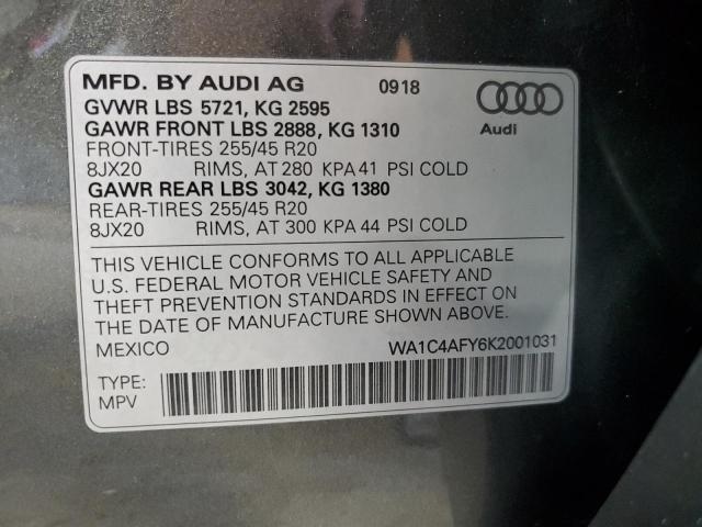 WA1C4AFY6K2001031 - 2019 AUDI SQ5 PRESTIGE Մոխրագույն լուսանկար 13