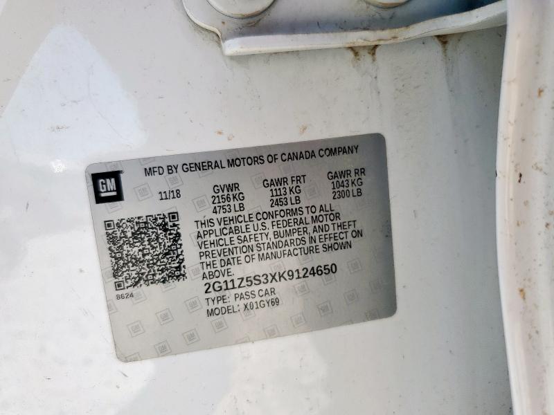 2G11Z5S3XK9124650 - 2019 CHEVROLET IMPALA LT WHITE photo 12