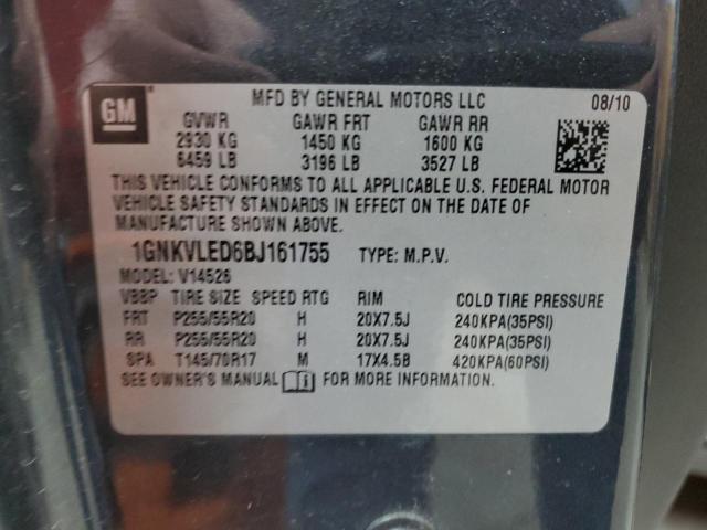 1GNKVLED6BJ161755 - 2011 CHEVROLET TRAVERSE LTZ GRAY photo 13