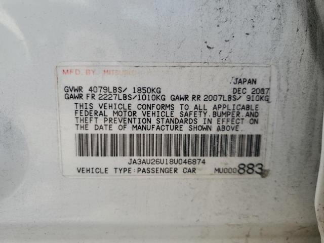 JA3AU26U18U046874 - 2008 MITSUBISHI LANCER ES 白色 照片 12