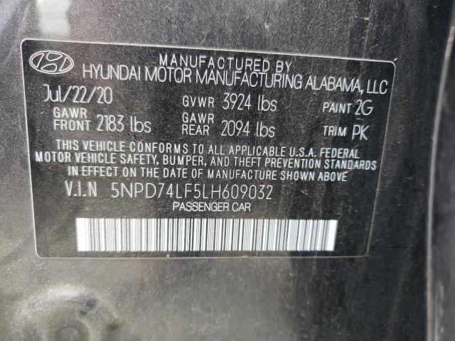 5NPD74LF5LH609032 - 2020 HYUNDAI ELANTRA SE CHARCOAL photo 12