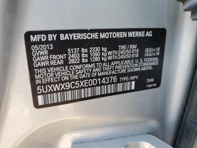 5UXWX9C5XE0D14376 - 2014 BMW X3 XDRIVE28I SILVER photo 13