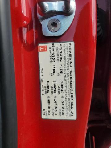 5YJ3E1EA3JF006254 - 2018 TESLA MODEL 3 红色 照片 12