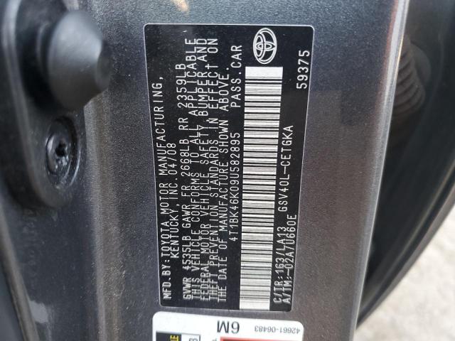 4T1BK46K09U582895 - 2009 TOYOTA CAMRY SE GRAY photo 12