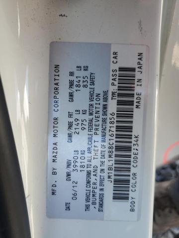 JM1BL1M88C1671856 - 2012 MAZDA 3 I WHITE photo 12