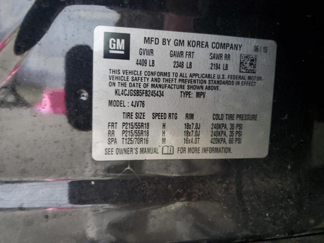 KL4CJGSB5FB245434 - 2015 BUICK ENCORE შავი ფოტო 13