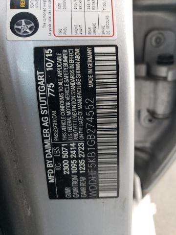 WDDHF5KB1GB274552 - 2016 MERCEDES-BENZ E 350 SILVER photo 12