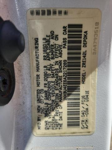 1NXBU4EE6AZ217289 - 2010 TOYOTA COROLLA BASE WHITE photo 12