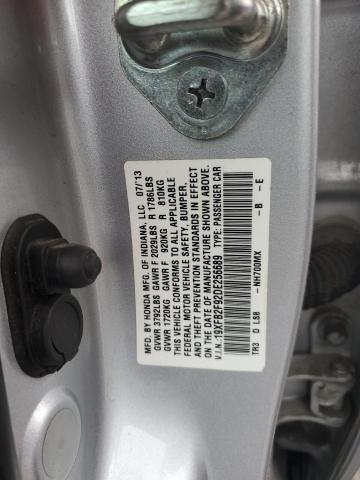 19XFB2F92DE256689 - 2013 HONDA CIVIC EXL ვერცხლისფერი ფოტო 12