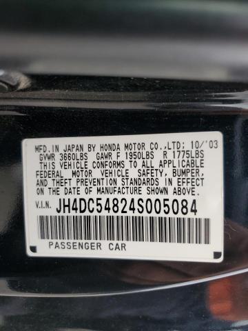 JH4DC54824S005084 - 2004 ACURA RSX BLACK photo 13