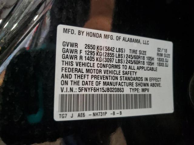 5FNYF6H15JB020863 - 2018 HONDA PILOT LX Schwarz Foto 13