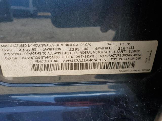 3VWJZ7AJ1AM066076 - 2010 VOLKSWAGEN JETTA S ლურჯი ფოტო 12