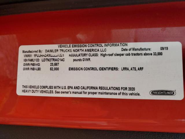 1FUJHHDRXLLLJ7221 - 2020 FREIGHTLINER CASCADIA 1 Rot Foto 10