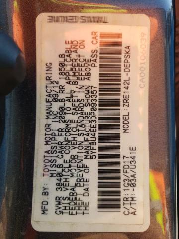 5YFBU4EE3DP093357 - 2013 TOYOTA COROLLA BASE ნაცრისფერი ფოტო 12