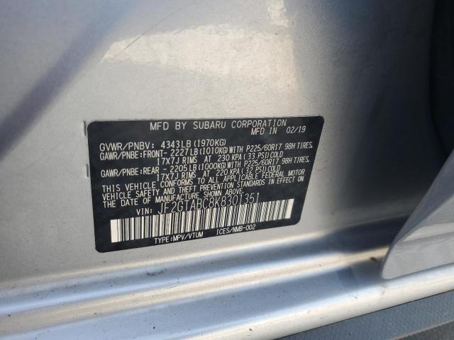 JF2GTABC8K8301351 - 2019 SUBARU CROSSTREK SILVER photo 13