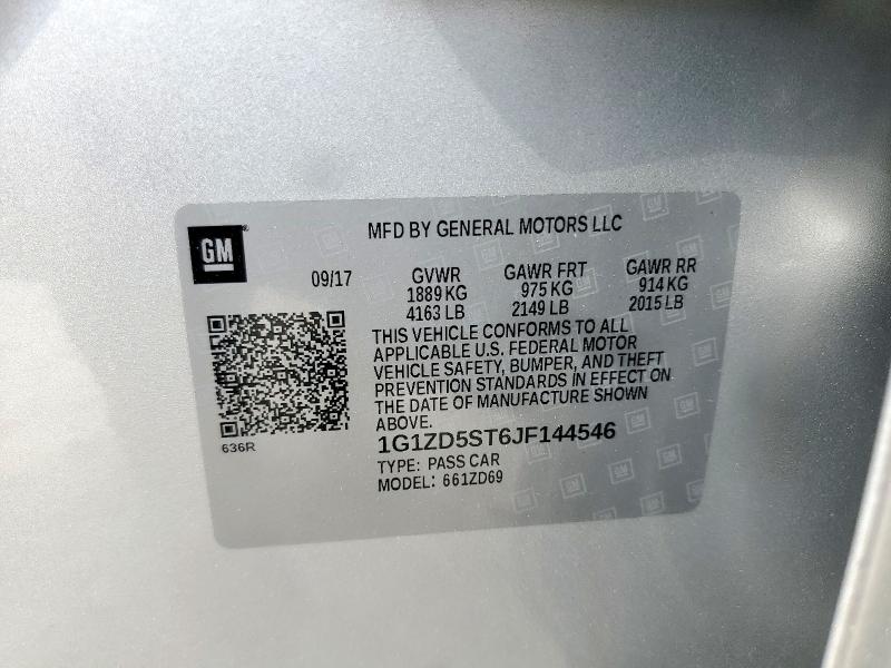 1G1ZD5ST6JF144546 - 2018 CHEVROLET MALIBU LT Gümüş foto 12