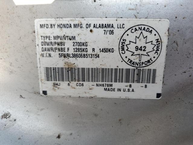 5FNRL38606B513154 - 2006 HONDA ODYSSEY EXL ვერცხლისფერი ფოტო 14