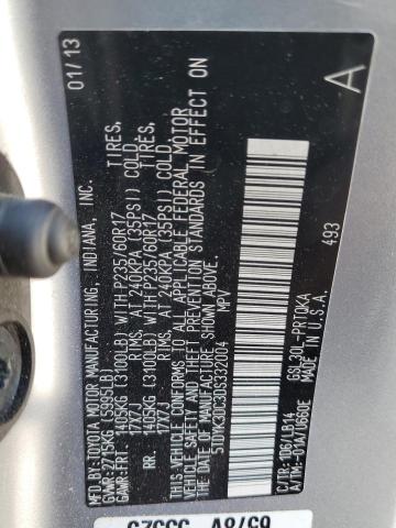 5TDYK3DC3DS332004 - 2013 TOYOTA SIENNA XLE SILVER photo 14