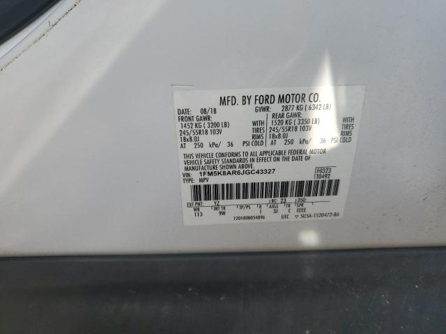 1FM5K8AR6JGC43327 - 2018 FORD EXPLORER POLICE INTERCEPTOR أبيض صورة 14