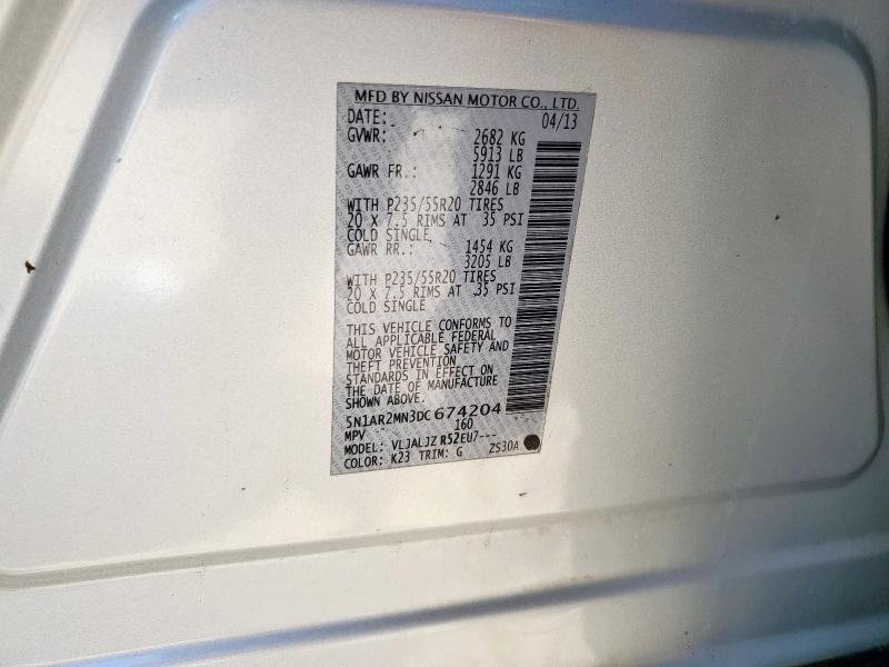 5N1AR2MN3DC674204 - 2013 NISSAN PATHFINDER S Silber Foto 13