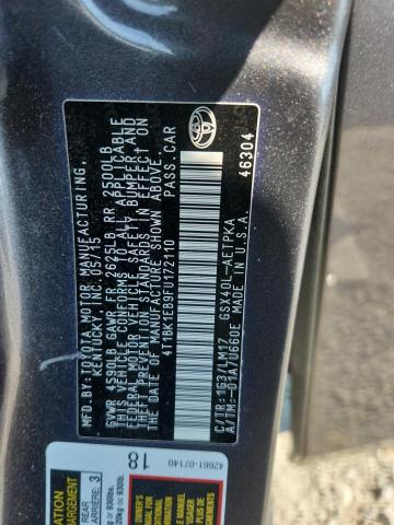 4T1BK1EB9FU172110 - 2015 TOYOTA AVALON XLE Մոխրագույն լուսանկար 12