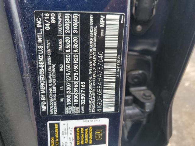 4JGDF6EE4HA757640 - 2017 MERCEDES-BENZ GLS 450 4MATIC BLUE photo 13