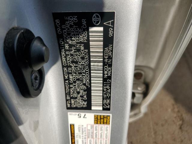 JTDKB20U097833674 - 2009 TOYOTA PRIUS SILVER photo 12