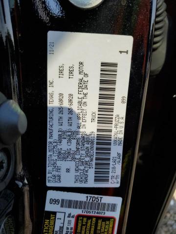 5TFNA5ECXNX001139 - 2022 TOYOTA TUNDRA CREWMAX PLATINUM Schwarz Foto 12