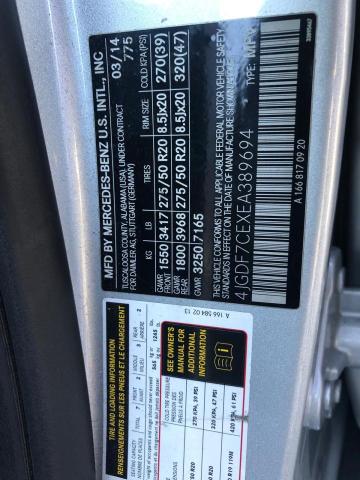 4JGDF7CEXEA389694 - 2014 MERCEDES-BENZ GL 450 4MATIC SILVER photo 15