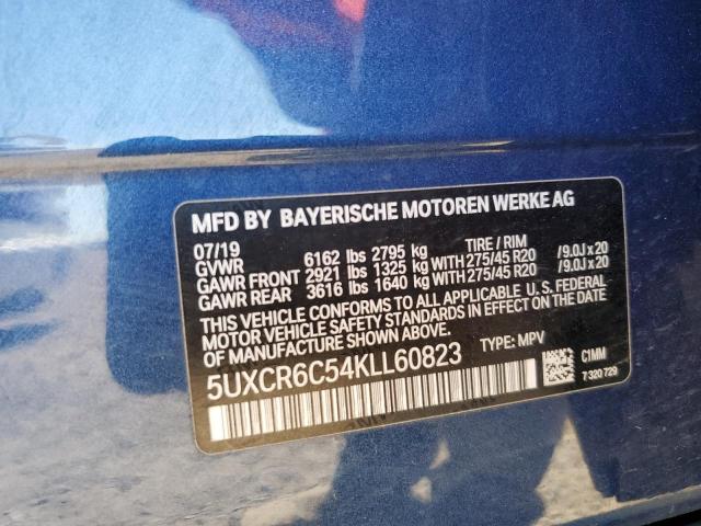 5UXCR6C54KLL60823 - 2019 BMW X5 XDRIVE40I BLUE photo 13