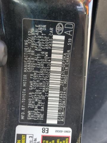 2T1BU4EE5DC013041 - 2013 TOYOTA COROLLA BASE BLACK photo 12